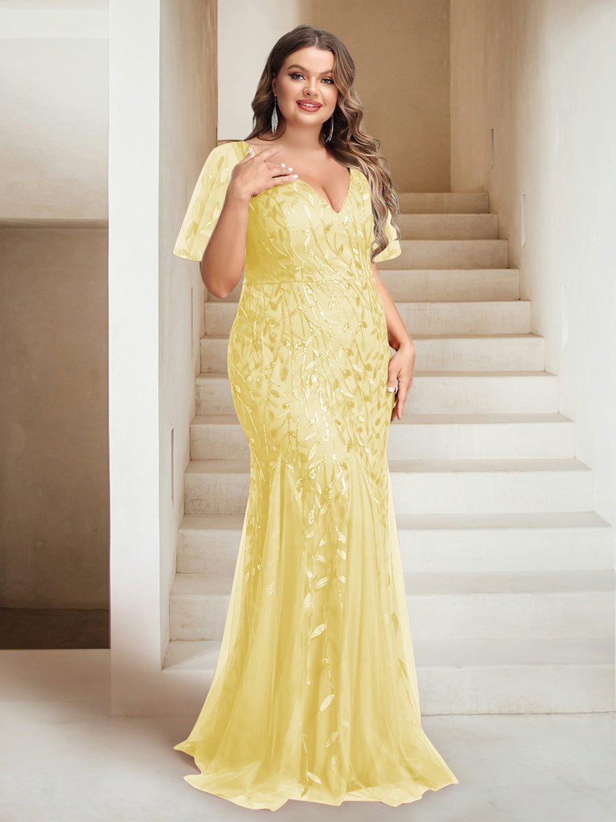 Sheath/Column V-Neck Floor-Length Appliques Long Evening Dress