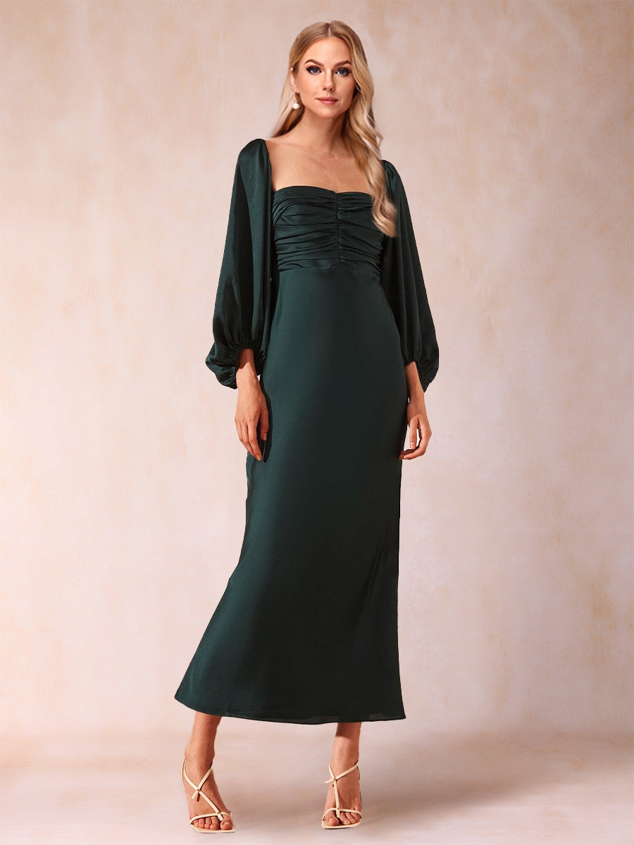 Sheath/Column Sweetheart Ruched Long Sleeves Elegant Mother of the Bride Dresses