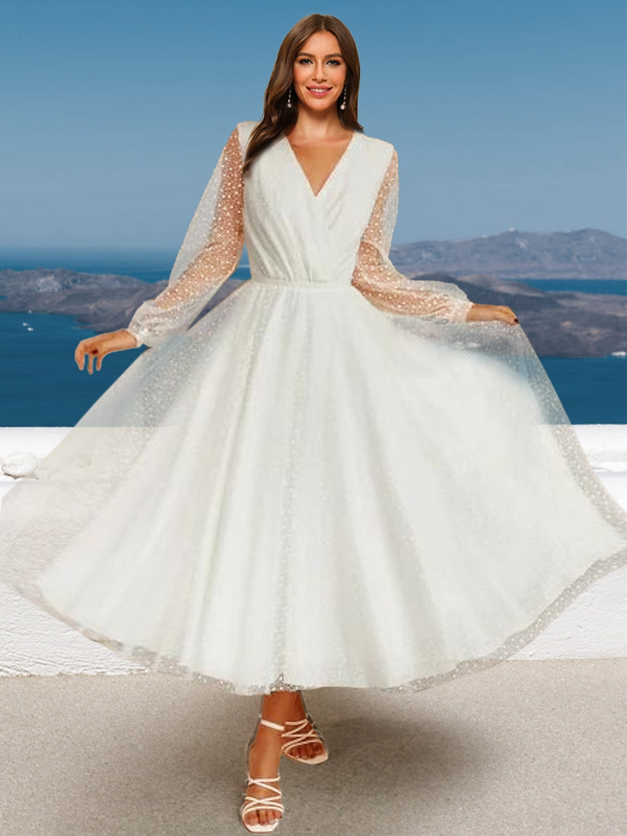 princess wedding dress with sleeves Modest Boat Neck Chiffon | Gabriella A sweet and straigh neckline in front gives way to a off the shoulder look Unique Bat Sleeves Allover Lace