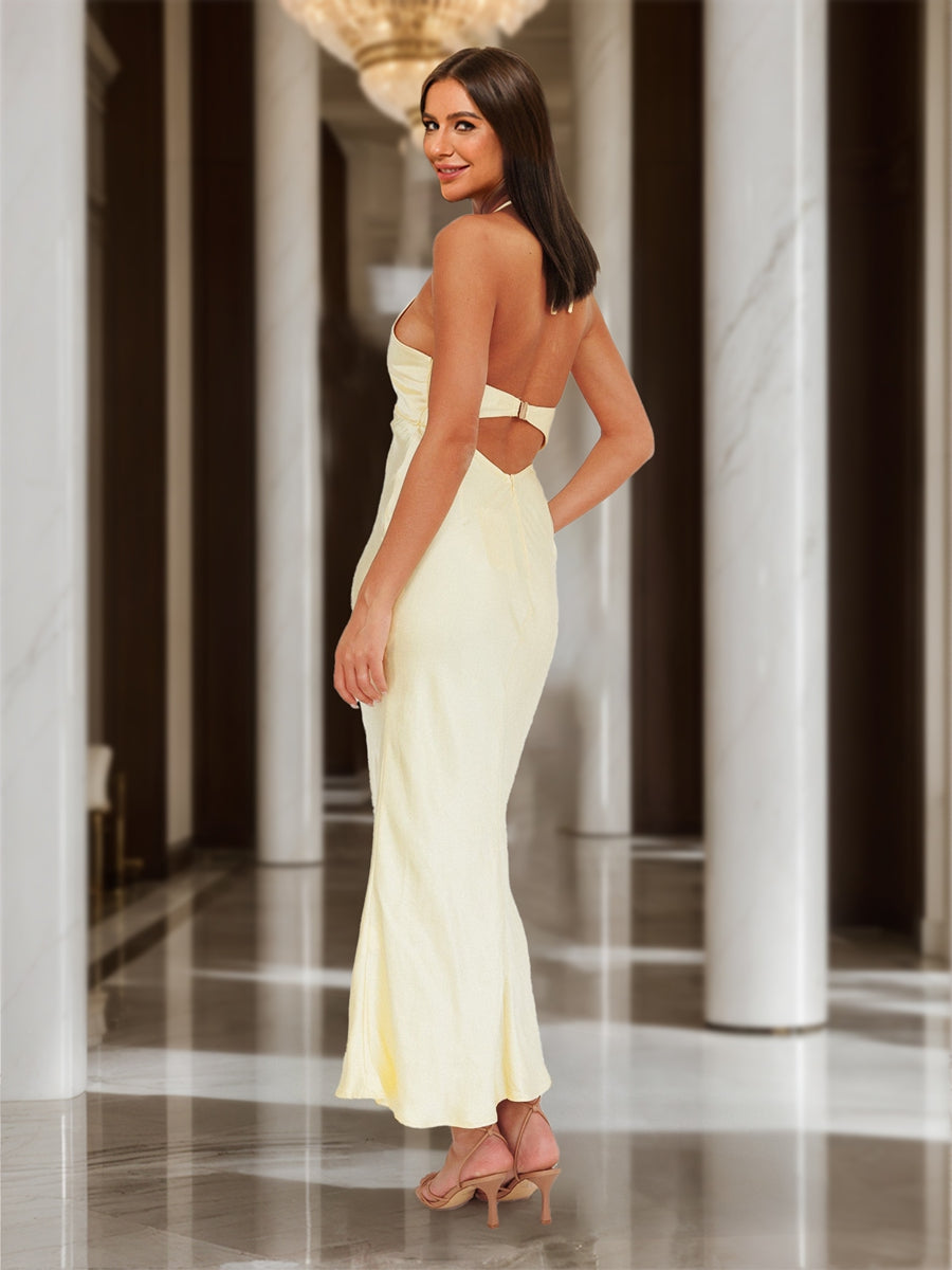 Sheath/Column V-Neck Keyhole Maxi Dresses Long Prom Dresses