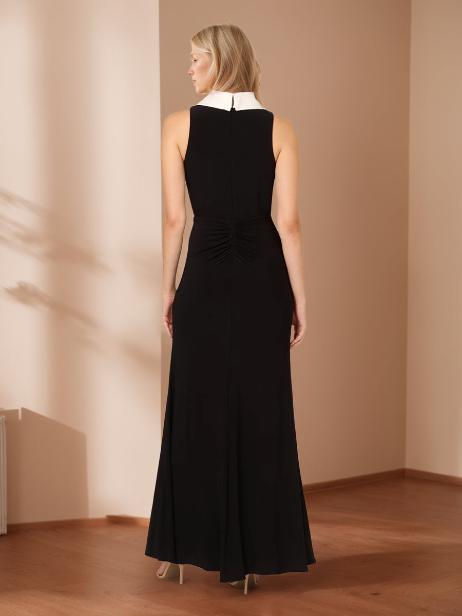 Sheath/Column V-Neck Sleeveless Long Mother of the Bride Dresses with Split Side