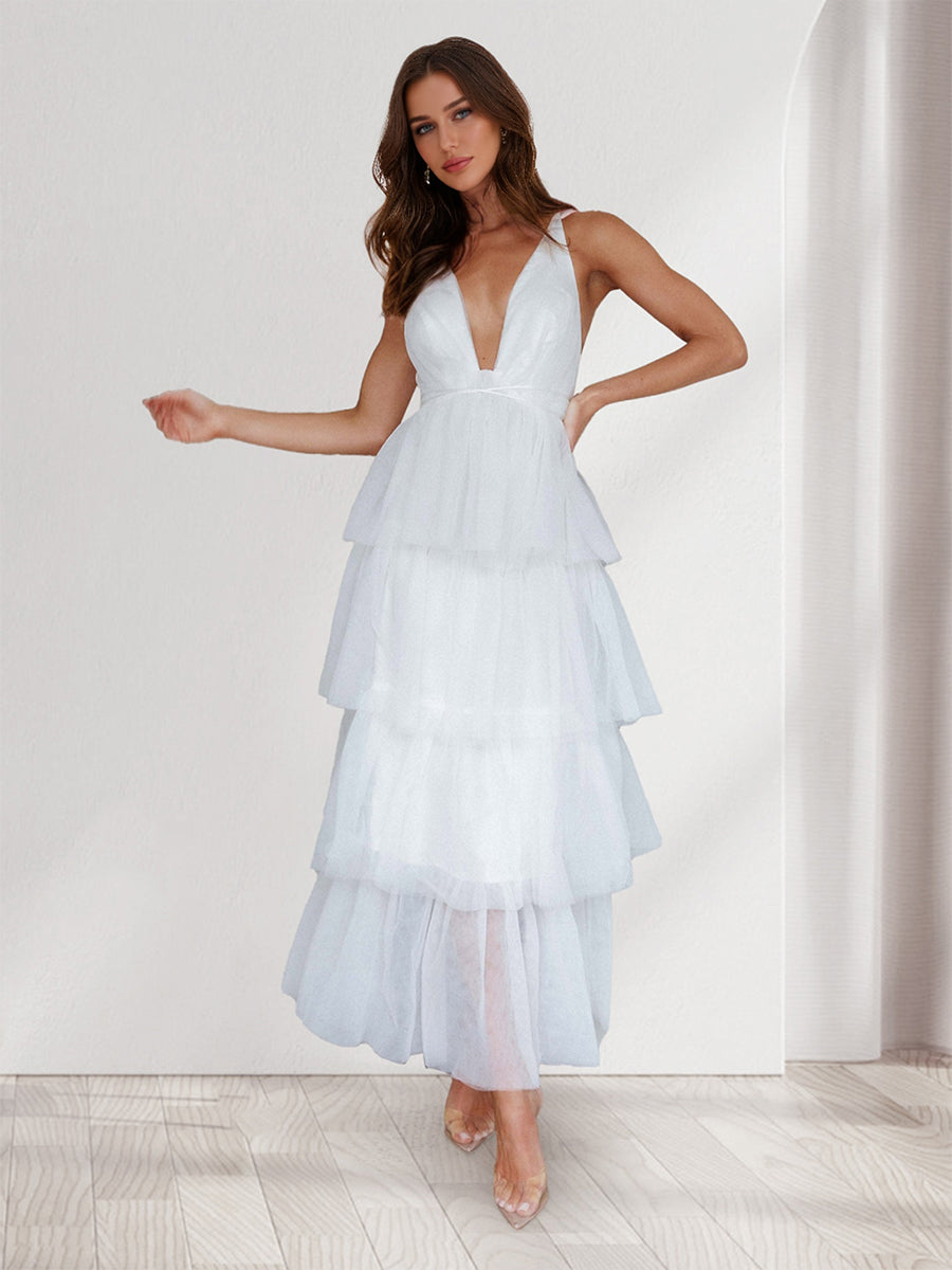 A-Line/Princess V-Neck Straps Wedding Guest Dresses with Belt & Pleats