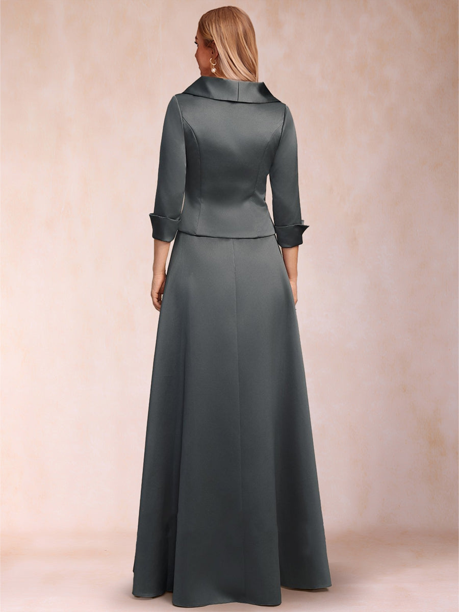 A-Line/Princess Separates V-Neck 3/4 Sleeves Floor-Length Mother of the Bride Dresses