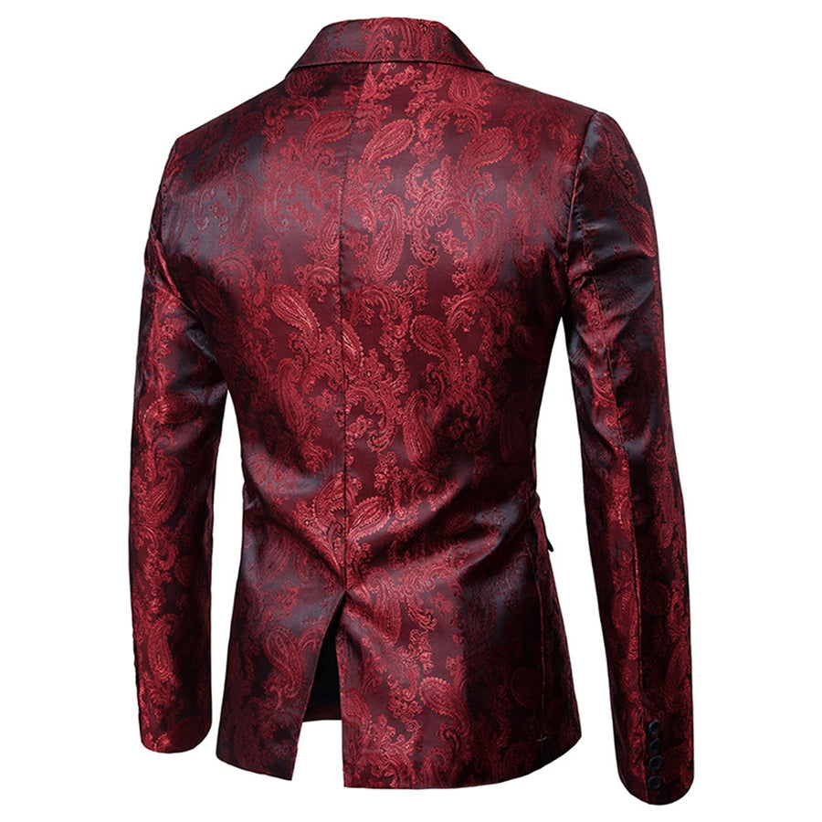 Men's Tailored Fit Single Breasted One-Button Printed Party Jacket