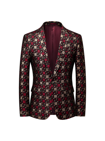 Tailored Fit Notched Lapel Single Breasted One-button Men's Party Jacket
