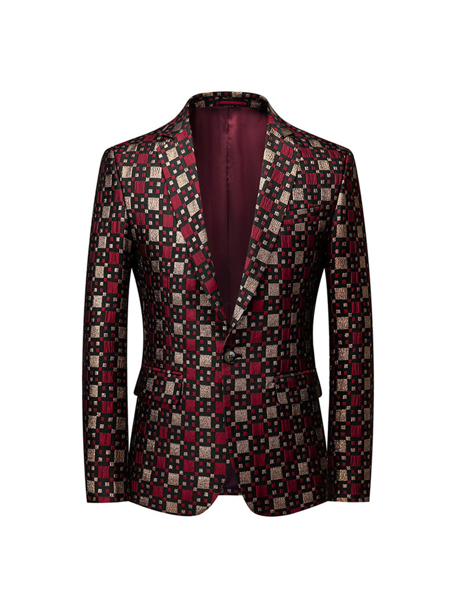 Tailored Fit Notched Lapel Single Breasted One-button Men's Party Jacket