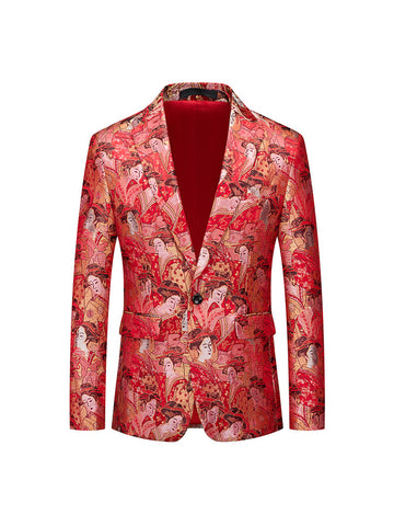Tailored Fit Notched Lapel Single Breasted One-button Men's Party Jacket
