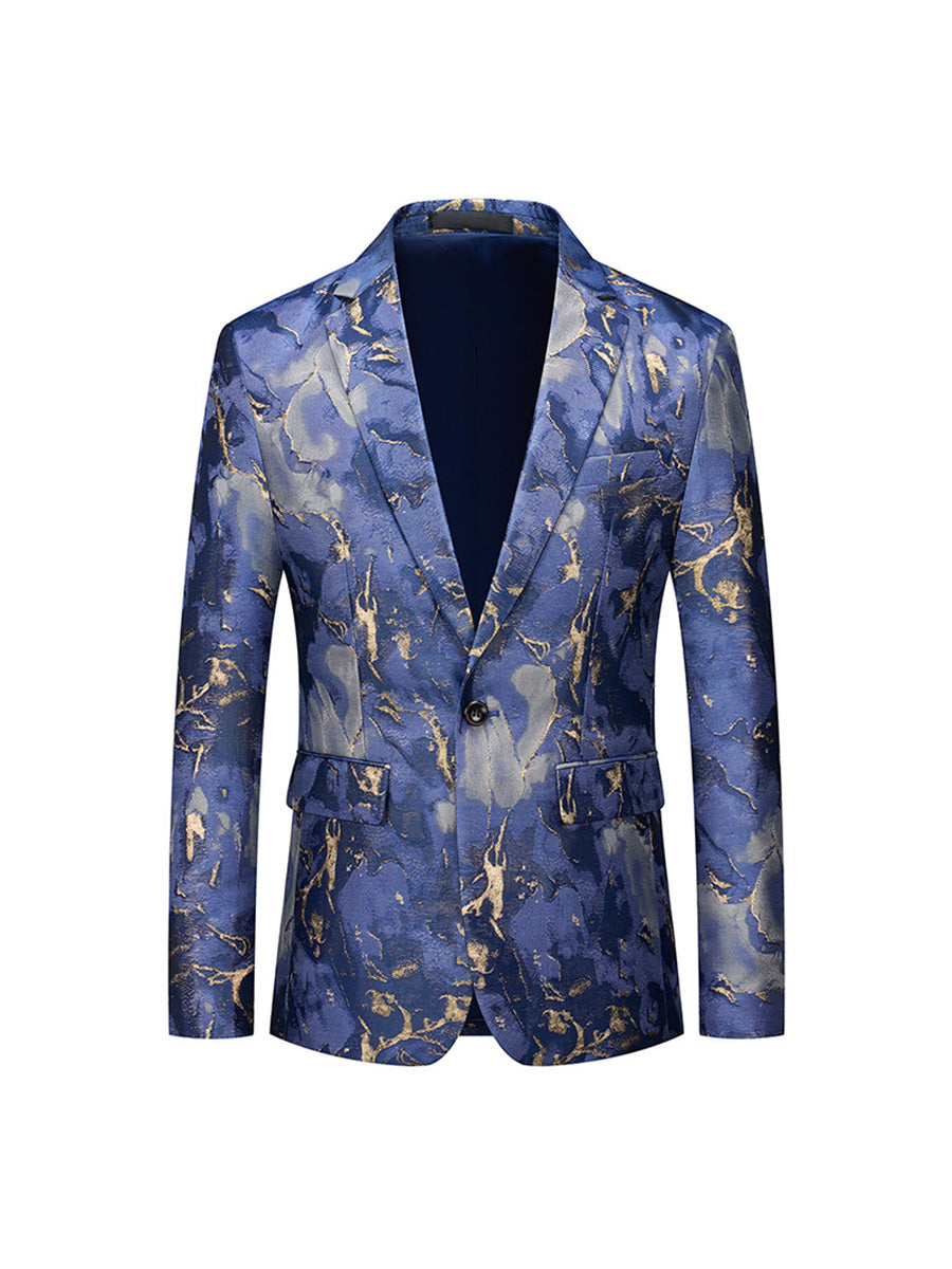 Tailored Fit Notched Lapel Single Breasted One-button Men's Party Jacket