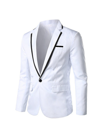 Tailored Fit Notched Lapel Single Breasted One-button Solid Colored Men's Formal Jacket