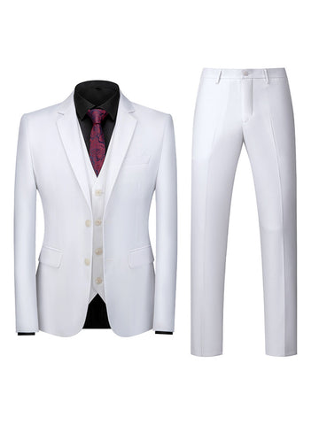 Tailored Fit Notched Lapel Single Breasted Two-Buttons 3 Piece Men's Party Suits