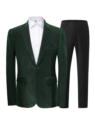 Tailored Fit Notched Lapel Single Breasted One-Button Solid Color 2 Piece Men's Party Suits