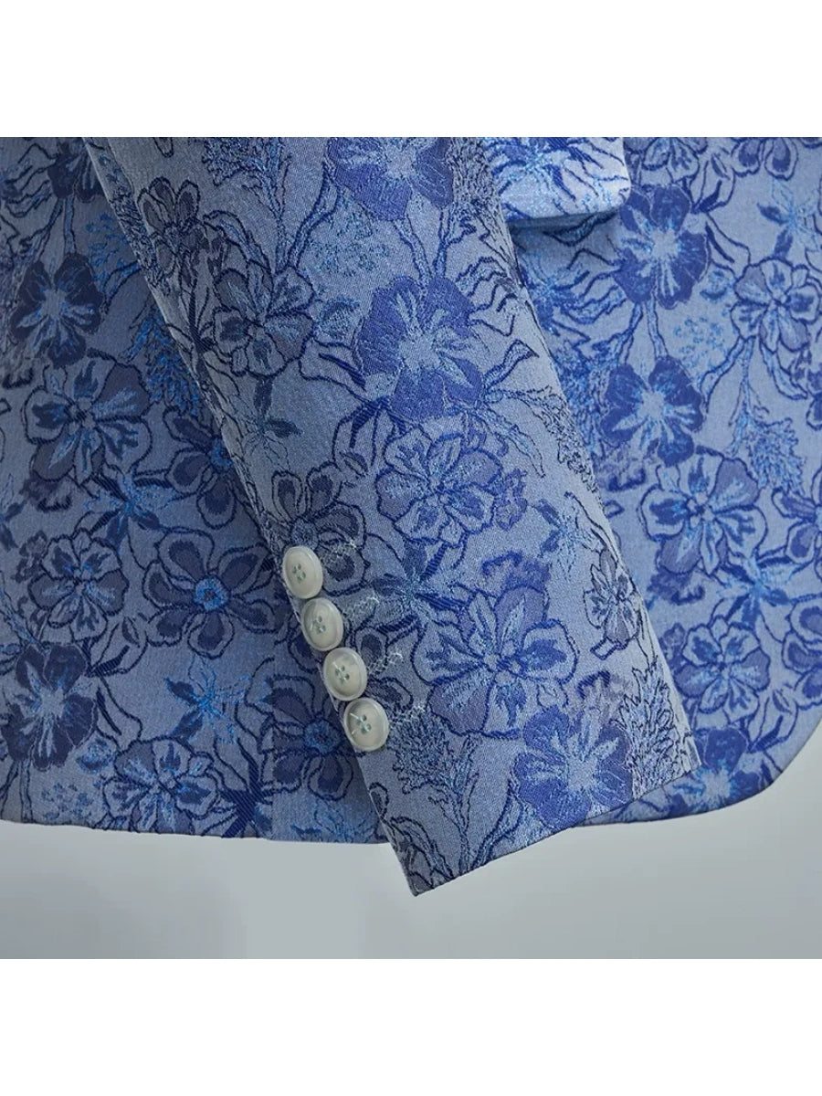 Tailored Fit Single Breasted One-button 2 Pieces Printed Men's Casual Suits