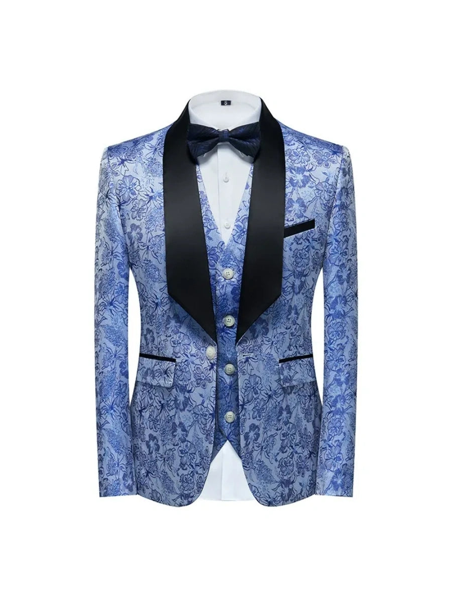 Tailored Fit Single Breasted One-button 2 Pieces Printed Men's Casual Suits