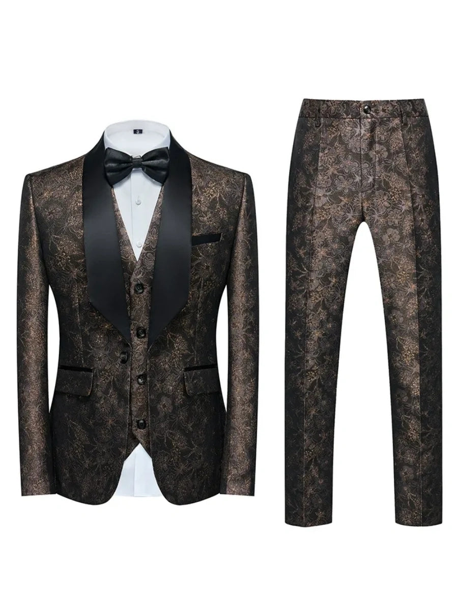 Tailored Fit Single Breasted One-button 2 Pieces Printed Men's Casual Suits