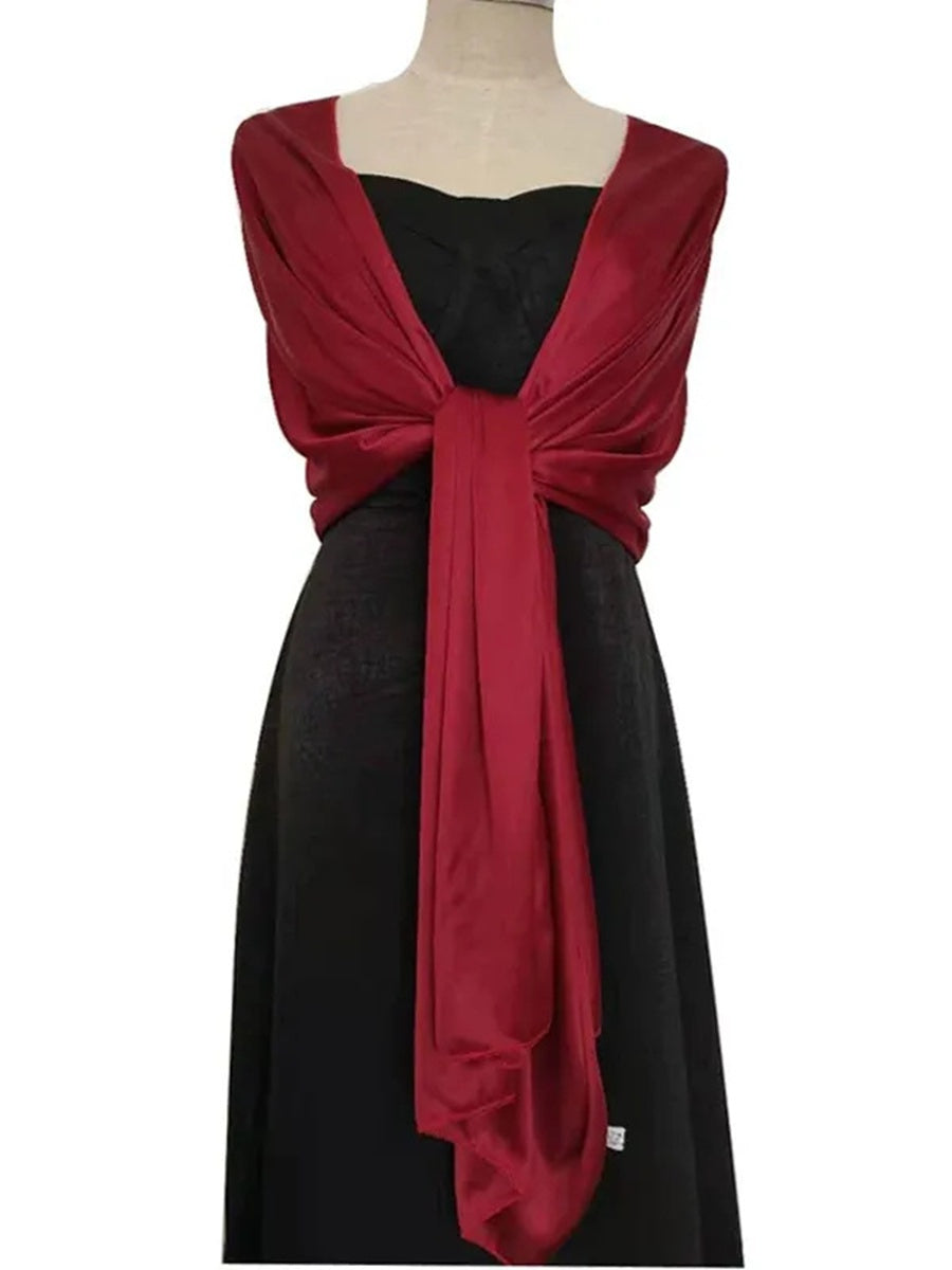Women's Imitation Silk Sheer Scarf Cape Solid Color Long Shawl Wrap