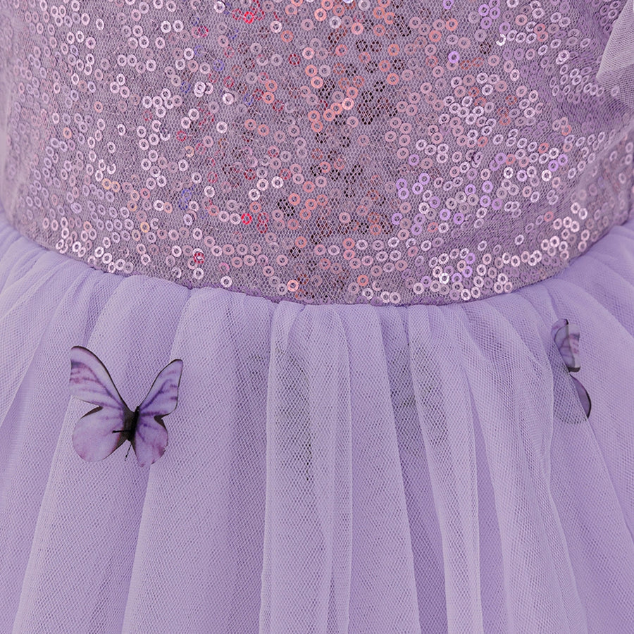 Ball Gown Scoop Puff Sleeves Flower Girl Dresses with Sequins