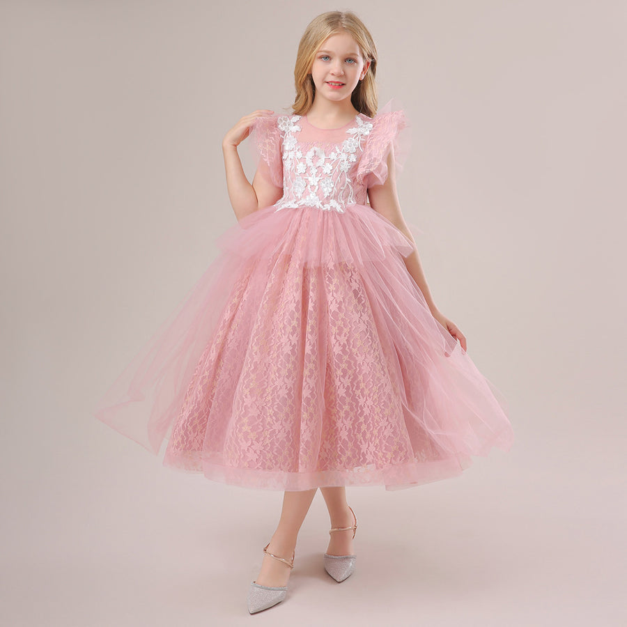 Ball Gown Scoop Flying Sleeves Sequins Flower Girl Dresses