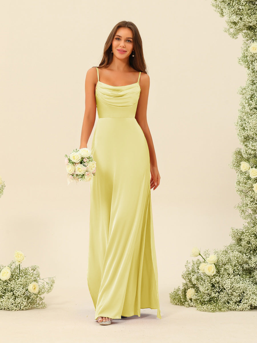 Sheath/Column Spaghetti Straps Split Side Bridesmaid Dresses