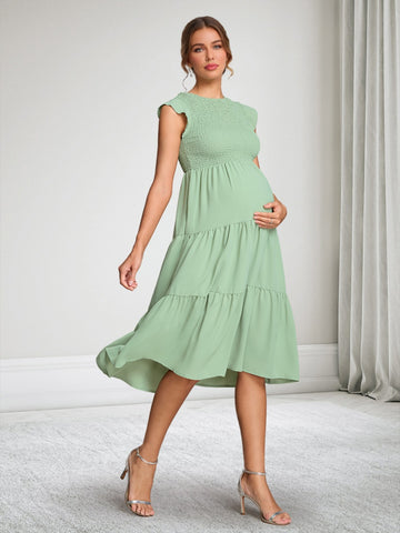 A-Line/Princess Round Neck Sleeveless Knee-Length Chiffon Baby Shower Wedding Guest Dresses