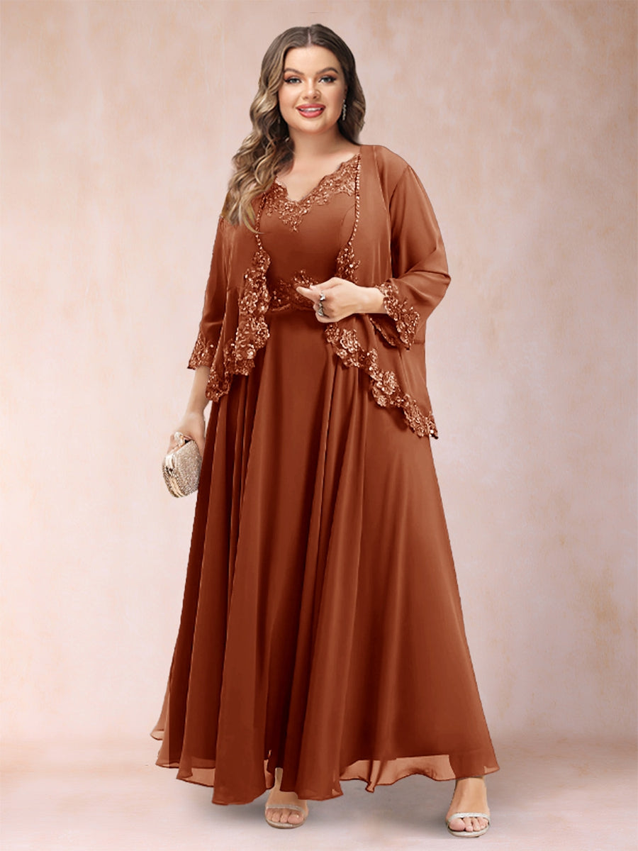 Chiffon 3/4 Sleeves Mother's Cardigan With Beading Appliques Lace