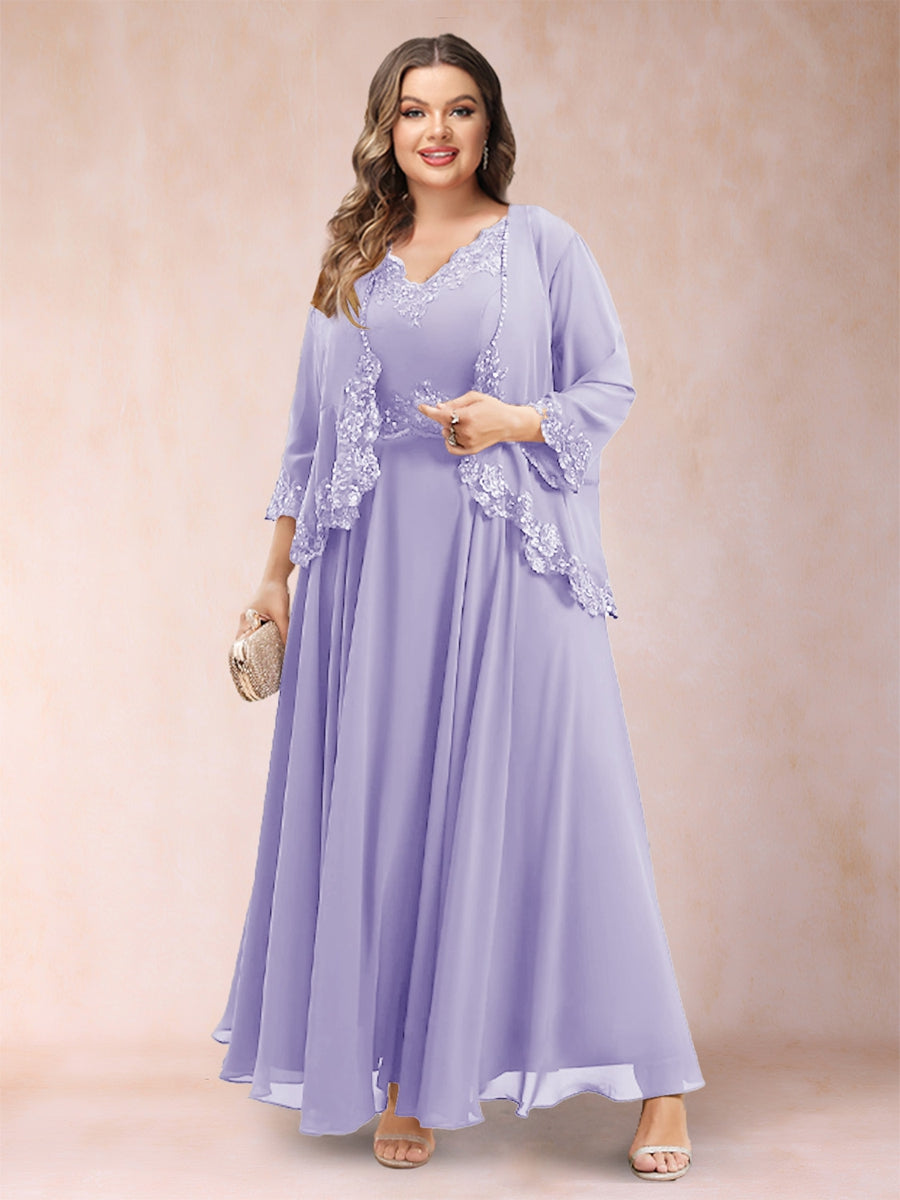 Chiffon 3/4 Sleeves Mother's Cardigan With Beading Appliques Lace