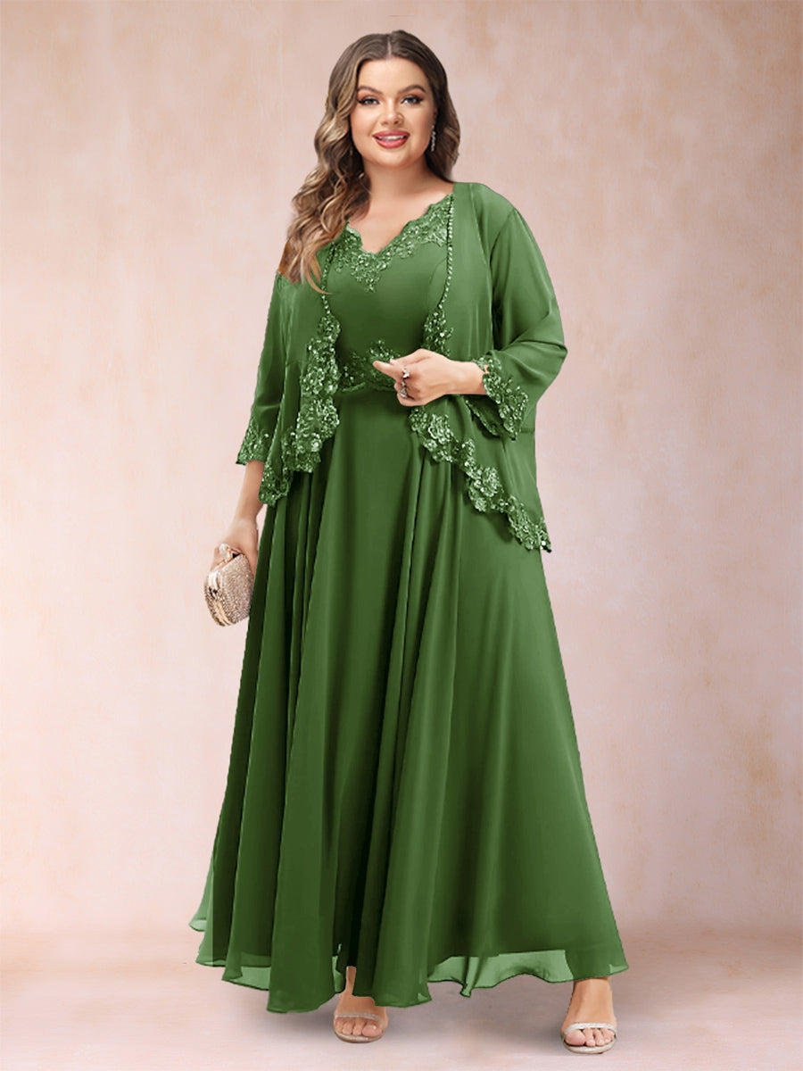 Chiffon 3/4 Sleeves Mother's Cardigan With Beading Appliques Lace