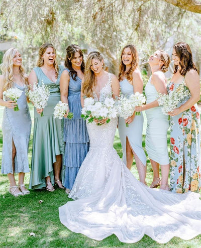 Enhancing the Look: Accessorizing Dusty Blue and Sage Bridesmaid Dresses