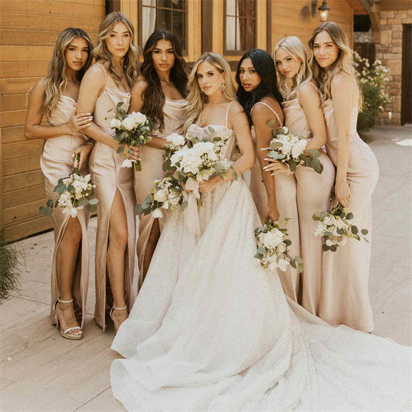 dusty rose bridesmaid dresses Long Pink Mismatch A-line Long Dusty Bridesmaid Dresses FancyVestido Straps Sleeves Azazie Leonia