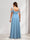 A-Line Cold Shoulder Split Side Ruched Floor-Length Chiffon Bridesmaid Dresses
