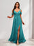 A-Line Cold Shoulder Split Side Ruched Floor-Length Chiffon Bridesmaid Dresses