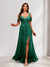 A-Line Cold Shoulder Split Side Ruched Floor-Length Chiffon Bridesmaid Dresses