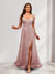 A-Line Cold Shoulder Split Side Ruched Floor-Length Chiffon Bridesmaid Dresses