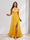 A-Line Cold Shoulder Split Side Ruched Floor-Length Chiffon Bridesmaid Dresses