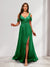 A-Line Cold Shoulder Split Side Ruched Floor-Length Chiffon Bridesmaid Dresses