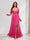 A-Line Cold Shoulder Split Side Ruched Floor-Length Chiffon Bridesmaid Dresses