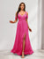 A-Line Cold Shoulder Split Side Ruched Floor-Length Chiffon Bridesmaid Dresses