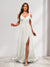 A-Line Cold Shoulder Split Side Ruched Floor-Length Chiffon Bridesmaid Dresses