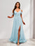 A-Line Cold Shoulder Split Side Ruched Floor-Length Chiffon Bridesmaid Dresses