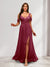 A-Line Cold Shoulder Split Side Ruched Floor-Length Chiffon Bridesmaid Dresses