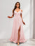 A-Line Cold Shoulder Split Side Ruched Floor-Length Chiffon Bridesmaid Dresses
