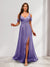A-Line Cold Shoulder Split Side Ruched Floor-Length Chiffon Bridesmaid Dresses