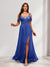 A-Line Cold Shoulder Split Side Ruched Floor-Length Chiffon Bridesmaid Dresses