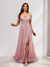 A-Line Cold Shoulder Split Side Ruched Floor-Length Chiffon Bridesmaid Dresses