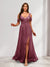 A-Line Cold Shoulder Split Side Ruched Floor-Length Chiffon Bridesmaid Dresses