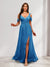 A-Line Cold Shoulder Split Side Ruched Floor-Length Chiffon Bridesmaid Dresses