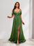 A-Line Cold Shoulder Split Side Ruched Floor-Length Chiffon Bridesmaid Dresses