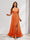 A-Line Cold Shoulder Split Side Ruched Floor-Length Chiffon Bridesmaid Dresses