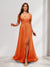 A-Line Cold Shoulder Split Side Ruched Floor-Length Chiffon Bridesmaid Dresses