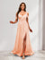 A-Line Cold Shoulder Split Side Ruched Floor-Length Chiffon Bridesmaid Dresses