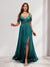 A-Line Cold Shoulder Split Side Ruched Floor-Length Chiffon Bridesmaid Dresses